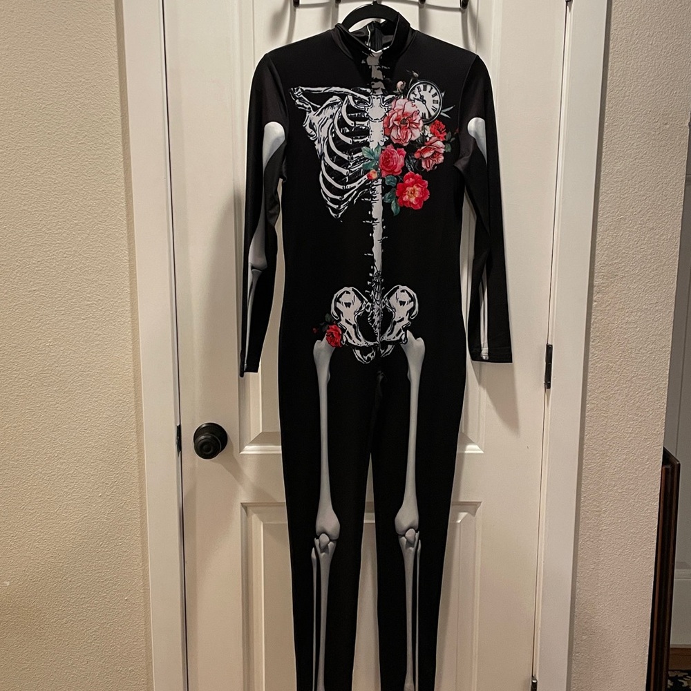 Skeleton zip-up women’s bodysuit